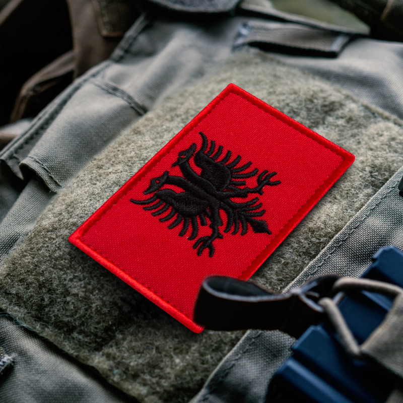 Набір шевронів 2 шт на липучці Прапор Албанії 5х8 см вишитий патч нашивка шеврон Албания