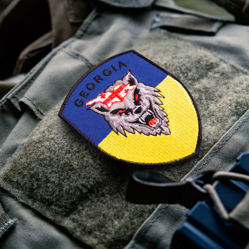 Шеврон на липучці Грузія вовк прапор України 7х9 см вишитий патч нашивка Грузіі Georgia