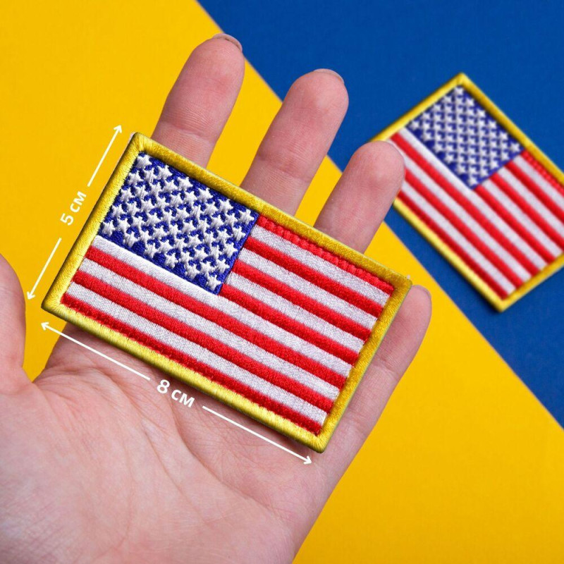 Набір шевронів 2 шт на липучці Прапор США 5х8 см вишитий патч нашивка нашивка шеврон Америки