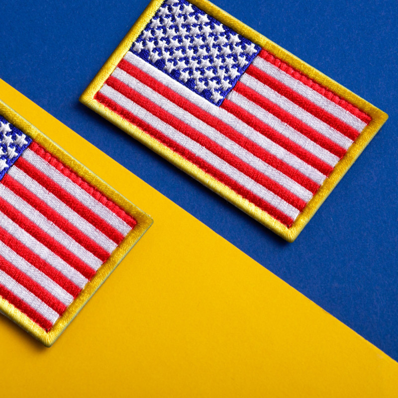 Набір шевронів 2 шт на липучці Прапор США 5х8 см вишитий патч нашивка нашивка шеврон Америки