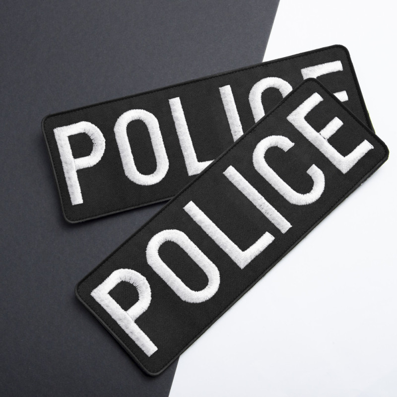 Набір шевронів 2 шт на липучці Police, Поліція 9х25 см і 4,5х12,5 см вишитий патч нашивка