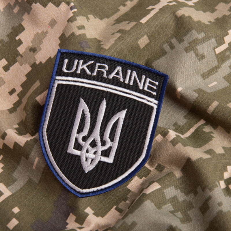 Шеврон нашивка на липучці Тризуб України Укрзалізниця UKRAINE 7х9 см вишитий патч нашивка