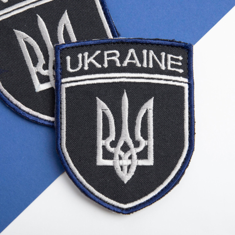 Шеврон нашивка на липучці Тризуб України Укрзалізниця UKRAINE 7х9 см вишитий патч нашивка
