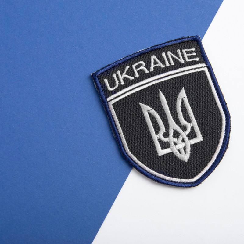 Шеврон нашивка на липучці Тризуб України Укрзалізниця UKRAINE 7х9 см вишитий патч нашивка