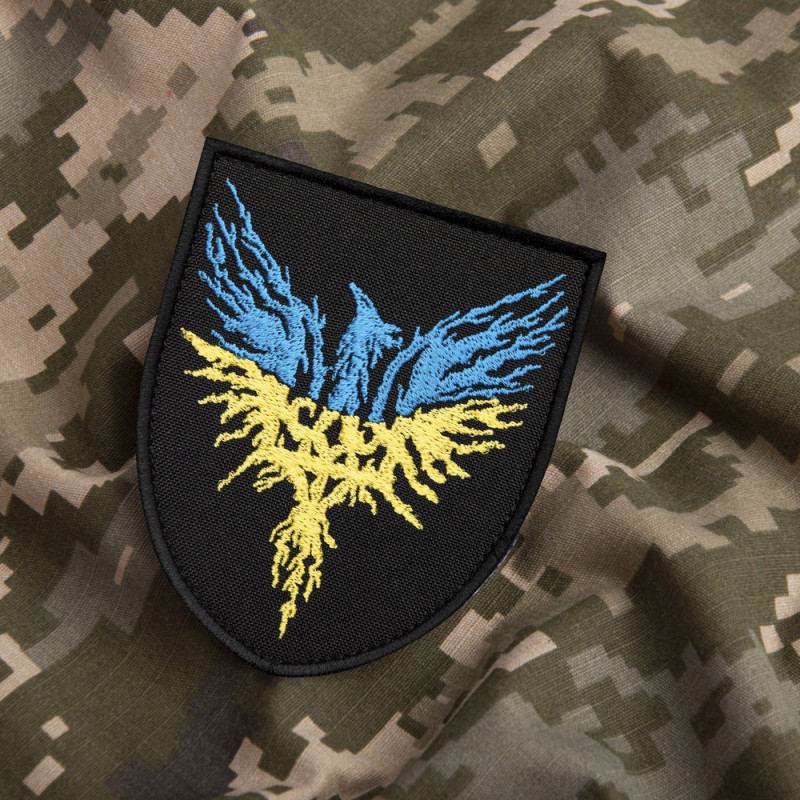 Шеврон на липучці Птах Фенікс Прапор України 8х9,5 см вишитий патч нашивка