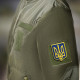 Шеврон на липучці Герб Тризуб України 6х8 см синій вишитий патч нашивка