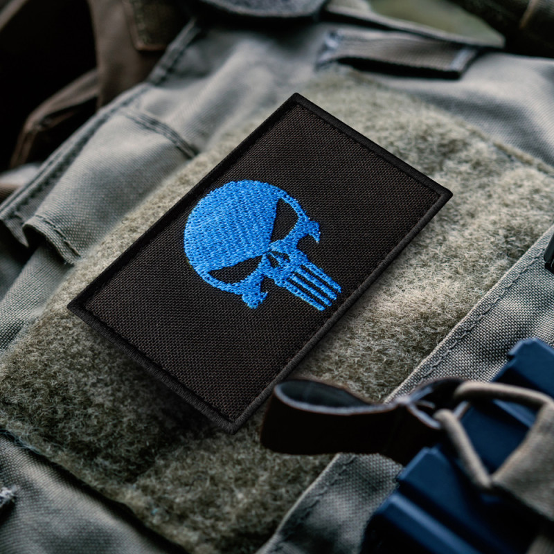 Набір шевронів 2 шт з липучкою PUNISHER Череп Карателя синій 5х8 см вишитий патч нашивка шеврон Карателя