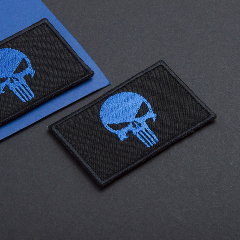 Набір шевронів 2 шт з липучкою PUNISHER Череп Карателя синій 5х8 см вишитий патч нашивка шеврон Карателя