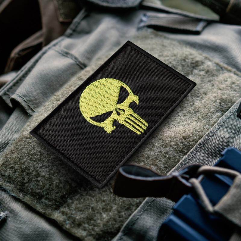 Набір шевронів 2 шт з липучкою PUNISHER Череп Каратель 5х8 см жовтий вишитий патч нашивка шеврон Каратель