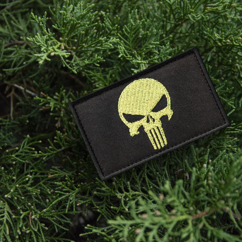 Набір шевронів 2 шт з липучкою PUNISHER Череп Каратель 5х8 см жовтий вишитий патч нашивка шеврон Каратель