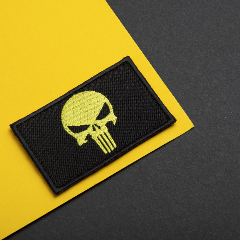 Набір шевронів 2 шт з липучкою PUNISHER Череп Каратель 5х8 см жовтий вишитий патч нашивка шеврон Каратель