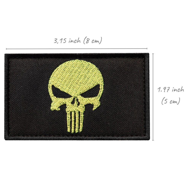 Набір шевронів 2 шт з липучкою PUNISHER Череп Каратель 5х8 см жовтий вишитий патч нашивка шеврон Каратель