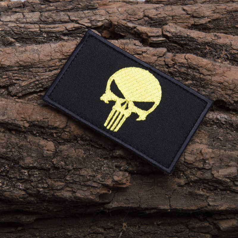Набір шевронів 2 шт з липучкою PUNISHER Череп Каратель 5х8 см жовтий вишитий патч нашивка шеврон Каратель