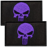 Набір шевронів 2 шт з липучкою PUNISHER Череп Карателя фіолетовий 5х8 см вишитий патч нашивка шеврон Каратель
