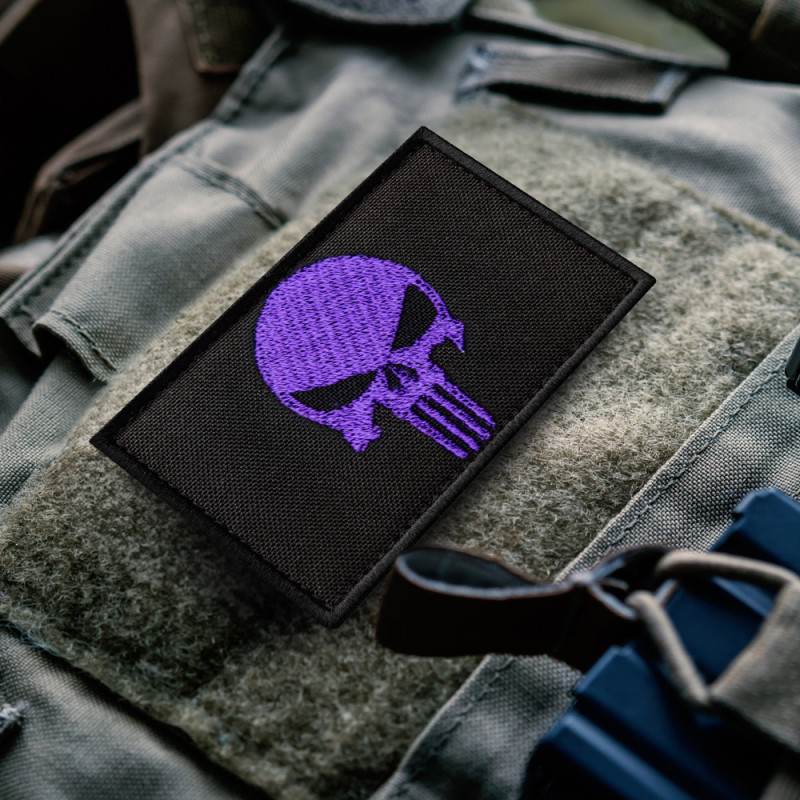 Набір шевронів 2 шт з липучкою PUNISHER Череп Карателя фіолетовий 5х8 см вишитий патч нашивка шеврон Каратель