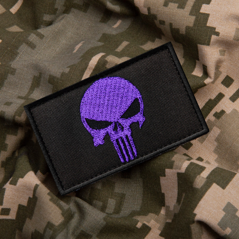 Набір шевронів 2 шт з липучкою PUNISHER Череп Карателя фіолетовий 5х8 см вишитий патч нашивка шеврон Каратель