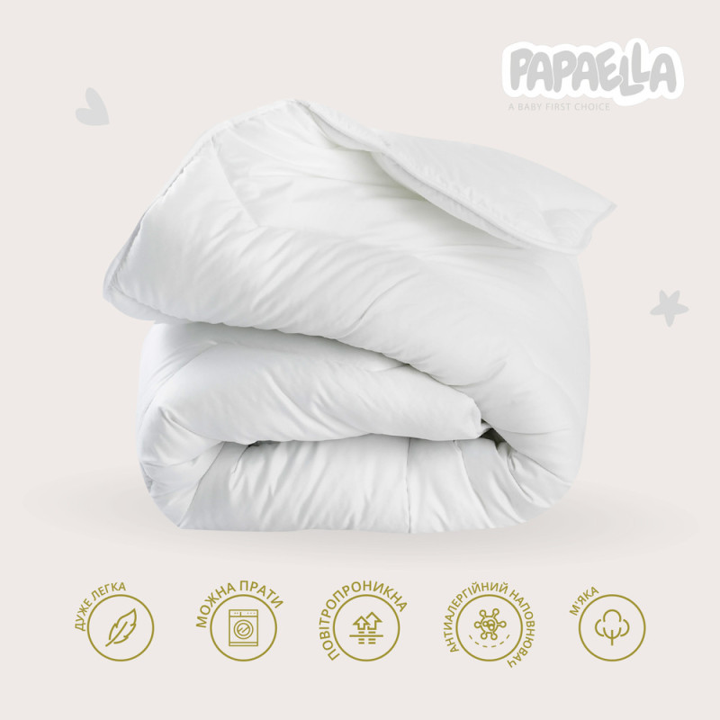 Ковдра дитяча зимова Comfort 100х135 см PAPAELLAдля дітей у дитяче ліжечко антиалергенна біла