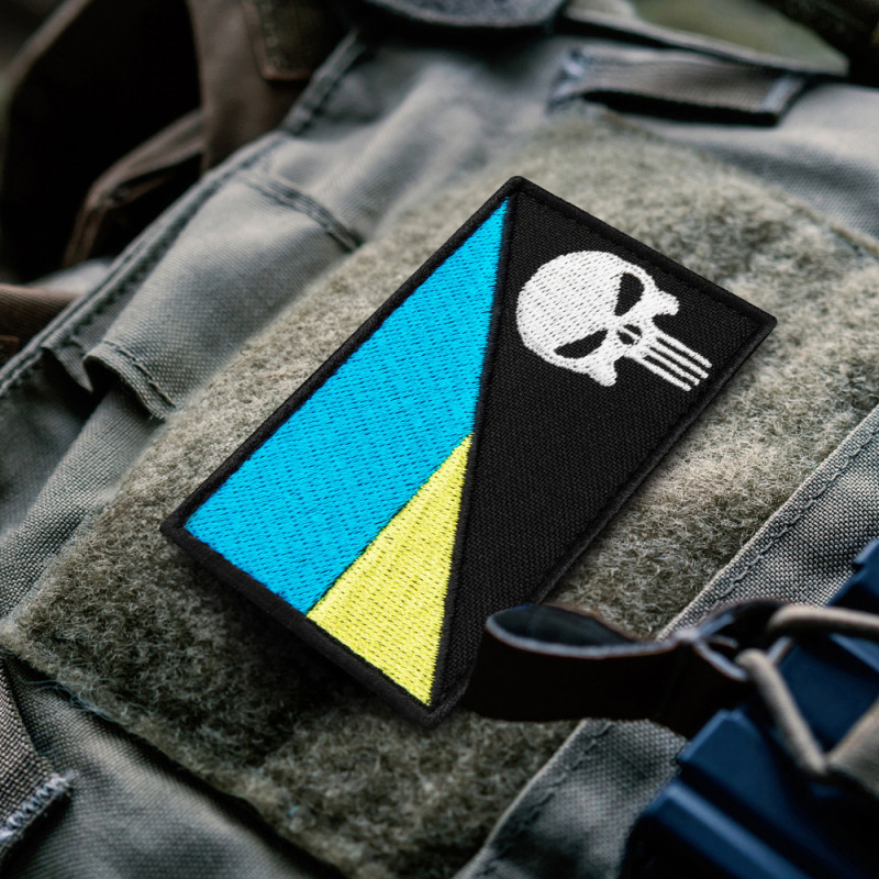 Набір шевронів 2 шт з липучкою Прапор України та Череп Карателя Punisher 5х8 см патч нашивка шеврон Каратель