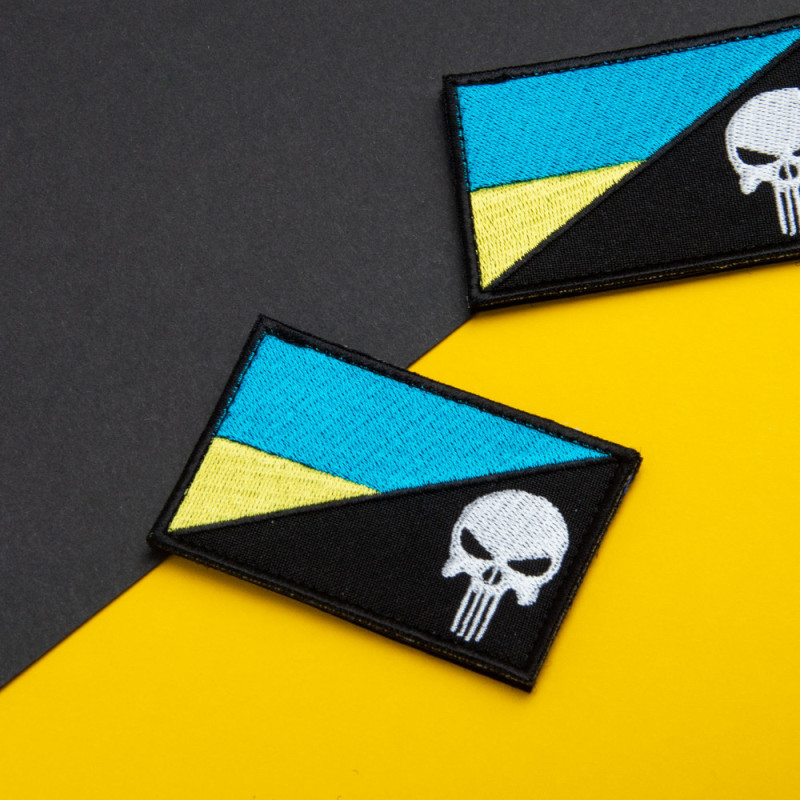 Набір шевронів 2 шт з липучкою Прапор України та Череп Карателя Punisher 5х8 см патч нашивка шеврон Каратель