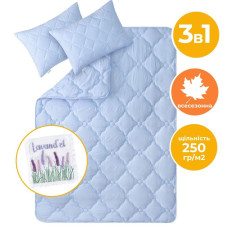 Набір Лаванда євро IDEIA ковдра 200х220 см + 2 подушки 50х70 см антиалергенна всесезонна з лавандою