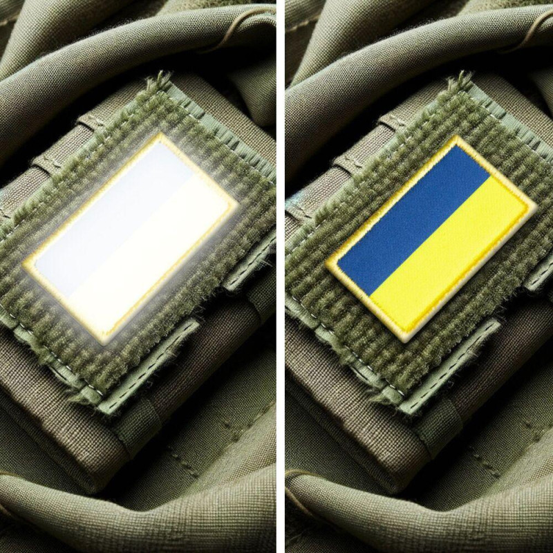 Шеврон з липучкою Прапор України який відбиває світло у темряві вишитий патч нашивка світловідбивний