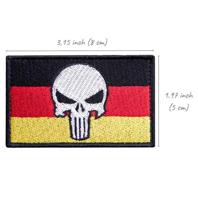 Набір шевронів 2 шт з липучкою прапор Німеччини та Череп Карателя Punisher 5х8 см, вишитий патч нашивка Німеччина