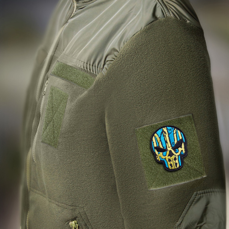 Набір шевронів 2 шт на липучці Череп Герб України 7,5х6 см вишитий патч нашивка шеврон