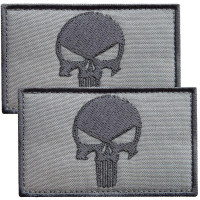 Набір шевронів 2 шт з липучкою Череп Карателя Punisher сірий 5х8 см вишитий патч нашивка шеврон