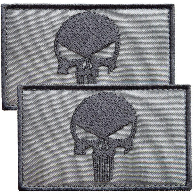 Набір шевронів 2 шт з липучкою Череп Карателя Punisher сірий 5х8 см вишитий патч нашивка шеврон