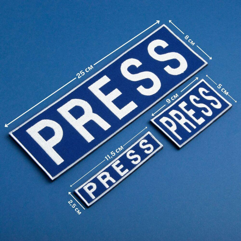 Набір шевронів 3 шт на липучці для журналістів Преса Press вишитий патч нашивка для працівників медіа та ЗМІ
