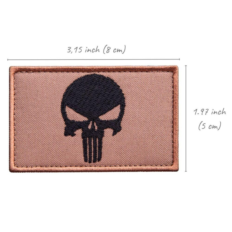 Набір шевронів 2 шт з липучкою Череп Карателя Punisher беж койот 5х8 см вишитий патч нашивка