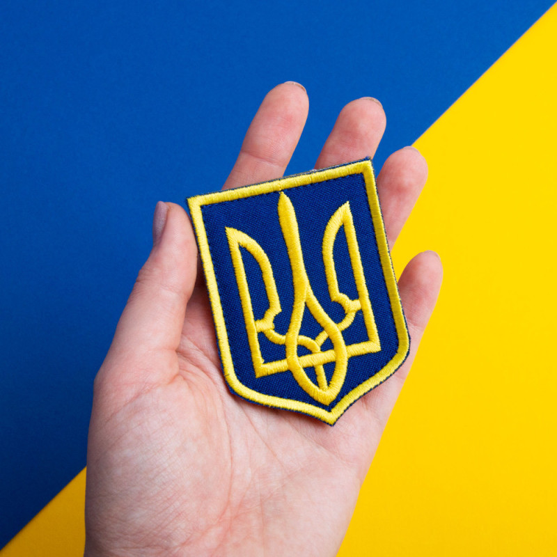 Набір шевронів 3 шт з липучкою Герб Тризуб України 6х8 см вишитий патч нашивка шеврон Україна