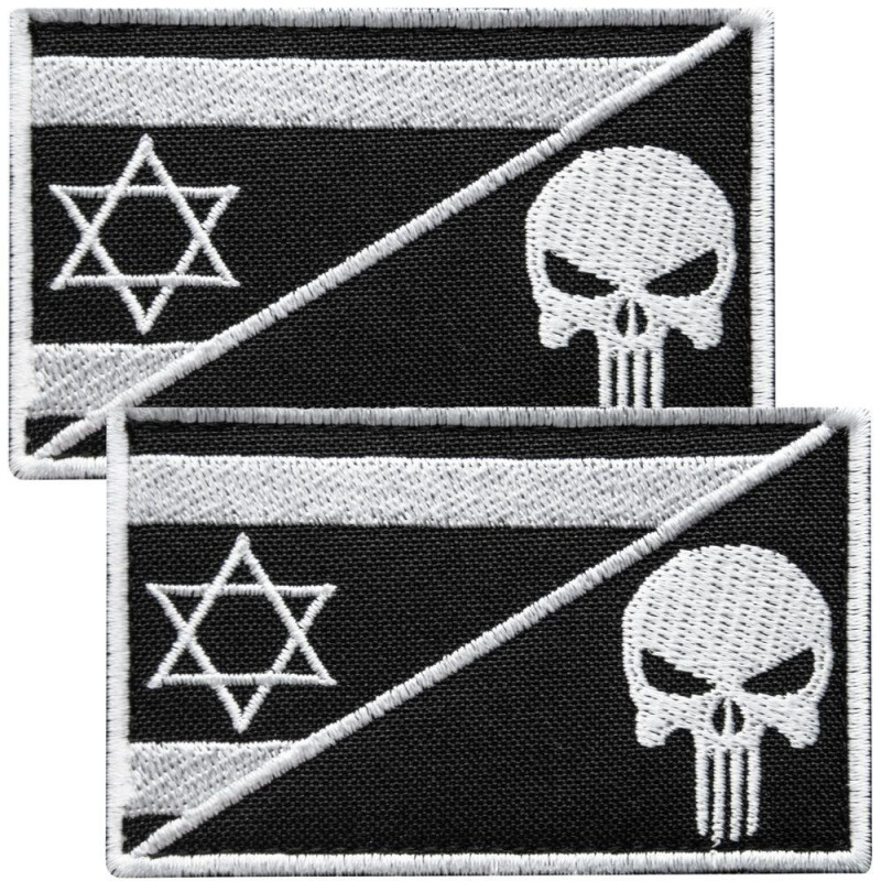 Набір шевронів 2 шт на липучці Ізраїль та Череп Карателя Punisher 5х8 см патч нашивка Ізраїлю та Каратель