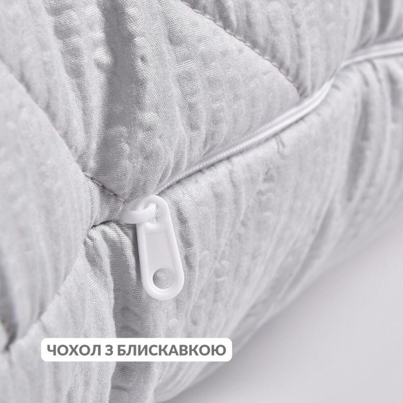 Подушка для сну 70х70 см NORDIC COMFORT+ IDEIA чохол стьобаний з блискавкою антиалергенна сіра
