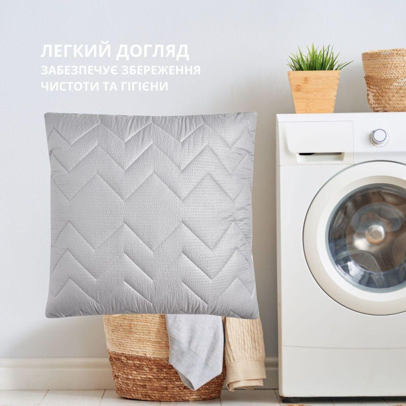 Подушка для сну 70х70 см NORDIC COMFORT+ IDEIA чохол стьобаний з блискавкою антиалергенна сіра