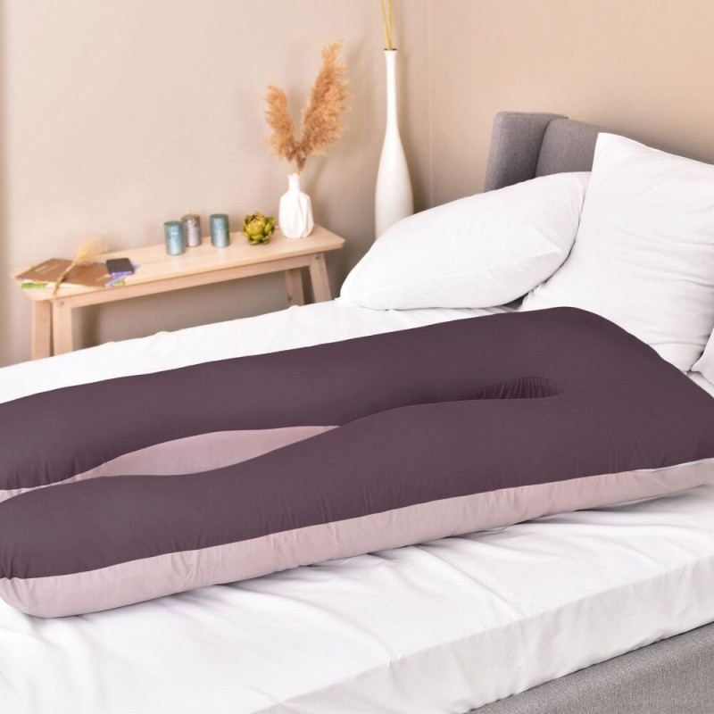 Подушка для сну та відпочинку, для вагітних П-форма IDEIA 140х75х20 см U-shape з наволочкою на блискавці беж/шоколад