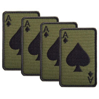 Набір шевронів 4 шт на липучці Карта Туз Пік 5х8 см, вишитий патч нашивка шеврон Ace of Spades