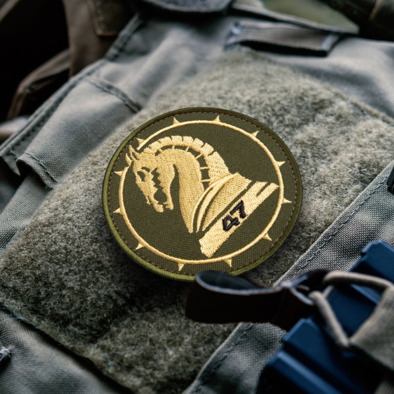Набір шевронів 4 шт на липучці 47 Бригада ЗСУ хакі 8 см вишитий патч нашивка шеврон