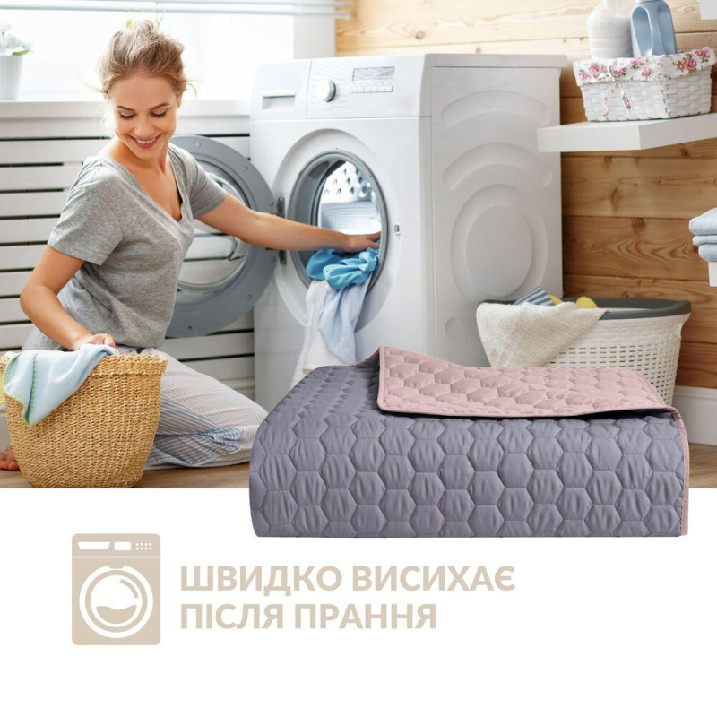 Покривало на ліжко Silhouette 220x240 IDEIA двостороннє міцне стьобання тканини антиалергенне сіре