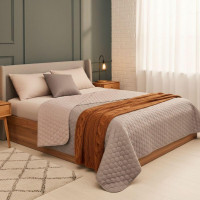 Покривало на ліжко Silhouette 220x240 IDEIA двостороннє міцне стьобання тканини антиалергенне беж