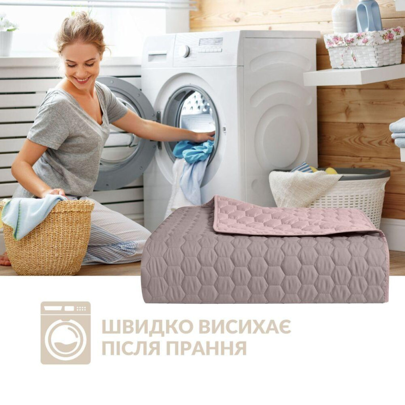Покривало на ліжко Silhouette 220x240 IDEIA двостороннє міцне стьобання тканини антиалергенне беж