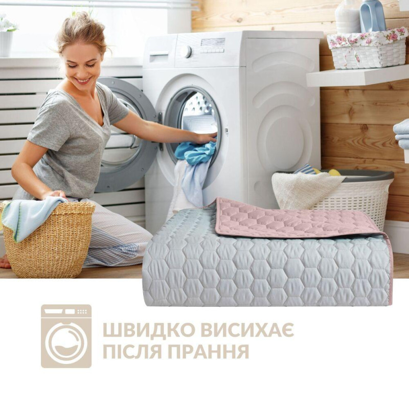 Покривало на ліжко Silhouette 220x240 IDEIA двостороннє міцне стібка тканини антиалергенне м’ята