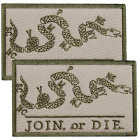 Набір шевронів 2 шт з липучкою JOIN or DIE 5х8 см ПРИЄДНУЙСЯ або ПОМРИ шеврон хакі, Змія патч символ єдності