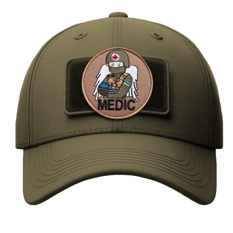 Набір шевронів 2 шт на липучці MEDIC беж 7,5х7,5 см, вишитий патч шеврон нашивка медика, медичний, медик