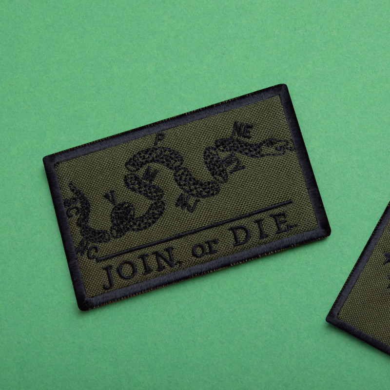 Набір шевронів 2 шт з липучкою JOIN or DIE хакі 5х8 см, Приєднуйся або умри, вишитий патч нашивка шеврон