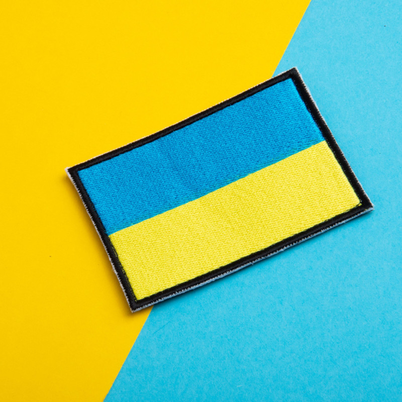 Шеврон на липучці прапор України 9х6 см, великий вишитий патч нашивка, шеврон, липучка