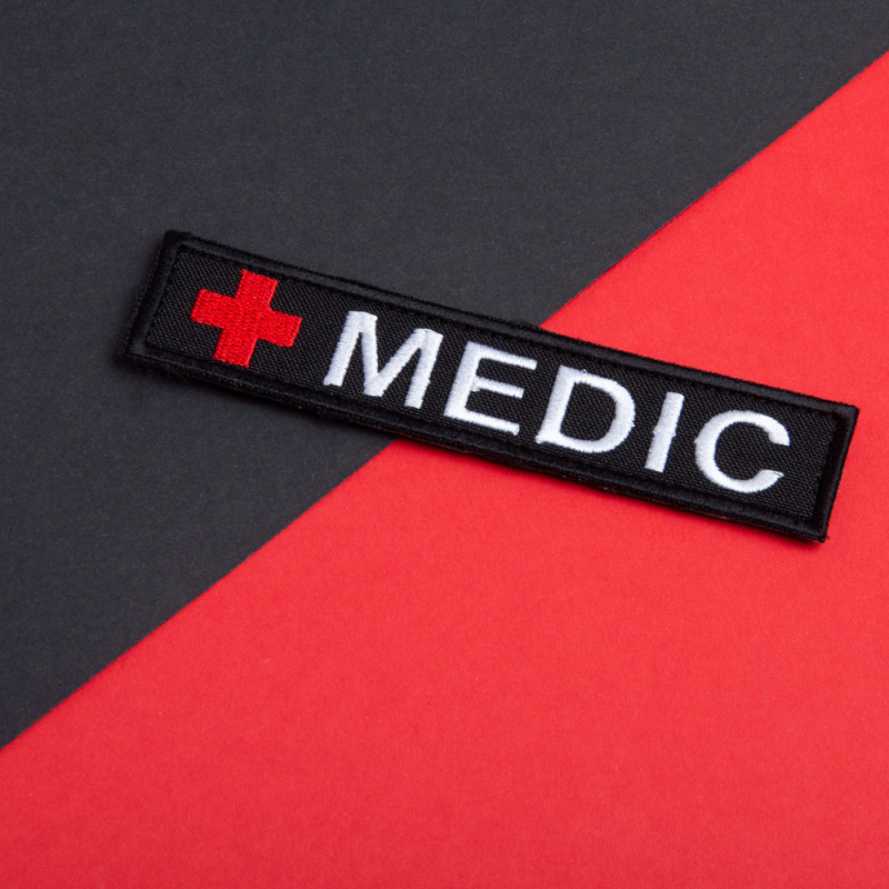 Набір шевронів 2 шт. на липучці планка MEDIC чорний 2,5х12 см, вишитий патч нашивка шеврон медика, медичний