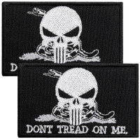 Набір шевронів 2 шт. з липучкою Змія Череп карателей, Don't Tread On Me, Punisher, чорний вишитий патч шеврон