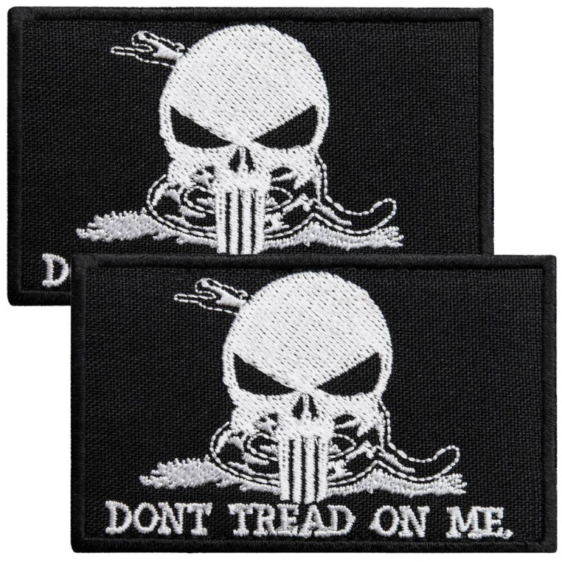 Набір шевронів 2 шт. з липучкою Змія Череп карателей, Don't Tread On Me, Punisher, чорний вишитий патч шеврон