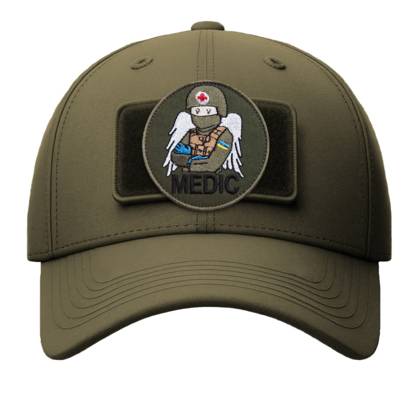 Набір шевронів 2 шт. на липучці MEDIC хакі 7,5х7,5 см, вишитий патч шеврон нашивка медична, медичний